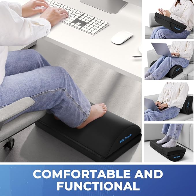 BlissTrends Foot Rest Under Desk, Foot Stool with 2 Adjustable Heights | Comfortable Footrest with Washable Cover for Car,Home and Office to Relieve Back,Lumbar,Knee Pain(XX-Large, Black) - Image 6