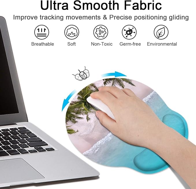 Britimes Ergonomic Mouse Pad Set with Wrist Rest, Ocean Blue - Image 4