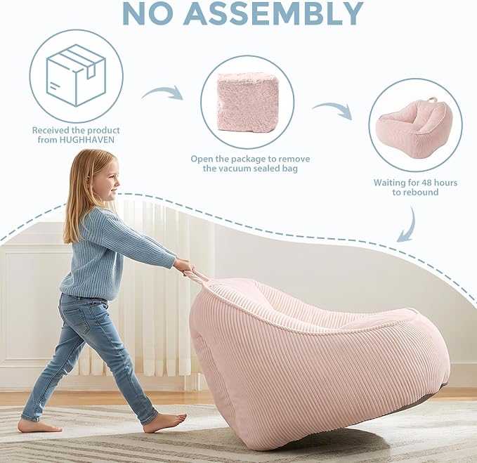 HUGHEAVEN Comfy Kids Bean Bag Chair, Soft Bean Bag Seat for Boys and Girls | Bean Bag Chair for Kids, Cozy Reading Chair & Stuffed Floor Sofa, Floor Chair for Gaming, Reading, Lounging & TV - Image 7