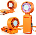 Handheld Portable Turbo Fan with Ice Cooling,5 Speed Rechargeable LED Display Foldable Hand Held Personal Clip/Neck/Waist Fan,180°& 360° Adjustable,Pocket Mini Fan for Outdoor/Home/Office (Orange) by Ciaien