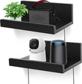 Floating Wall Shelves Set of 2, 12-Inch Solid Wood Shelves with Cable Holes, Small Display Shelf for Router, Webcam, Smart Speaker, Camera – Black by Unknown