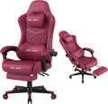 Gaming Chair,Big and Tall Gaming Chair 400lbs Office Chair with Footrest, 90-155° Recline & Removable Headrest Lumbar Support[Spring + 4D Sponge] (RED) by Unknown