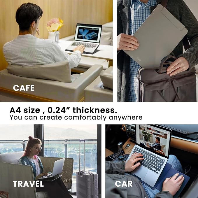 PUNCUBE Portable Lap Desk -Ultra Slim&Compact Laptop Desk in Sleek Design with Retractable Mouse Pad, Adjustable Stand, Expandable Surface, and Heat Protection for Laptops and Tablets (Blonder Brown) - Image 5