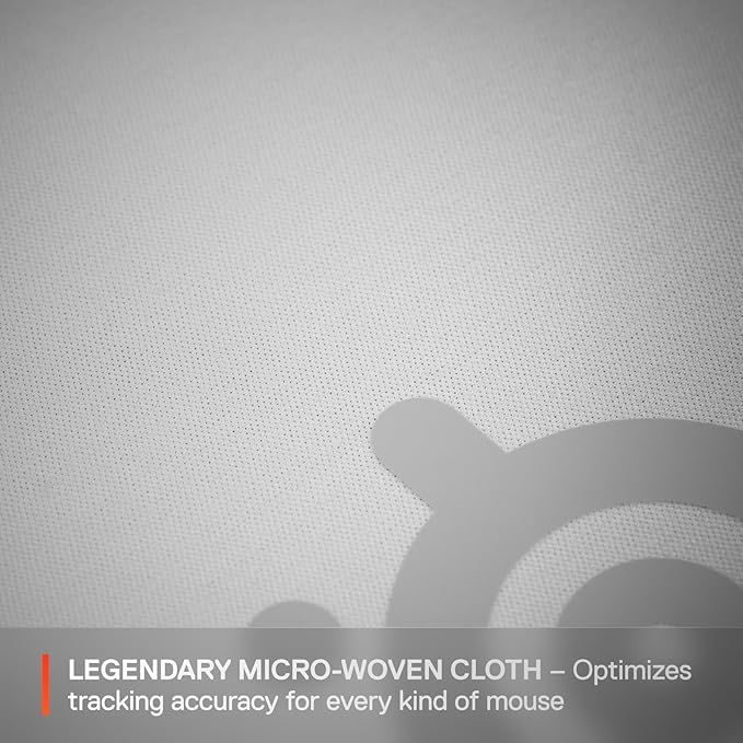 SteelSeries QcK Cloth Gaming Mouse Pad - Exclusive Micro-Woven Surface - Optimized for Gaming Sensors - Maximum Control - Size L - White - Image 3