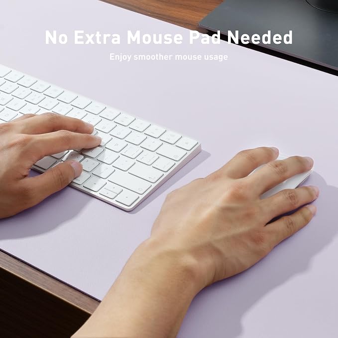 Aothia Large PU Leather Desk Pad Protector - Non-Slip Mouse Pad & Writing Mat for Office/Home, Waterproof, Easy to Clean (31.5"x15.7", Soft Lavender) - Image 3