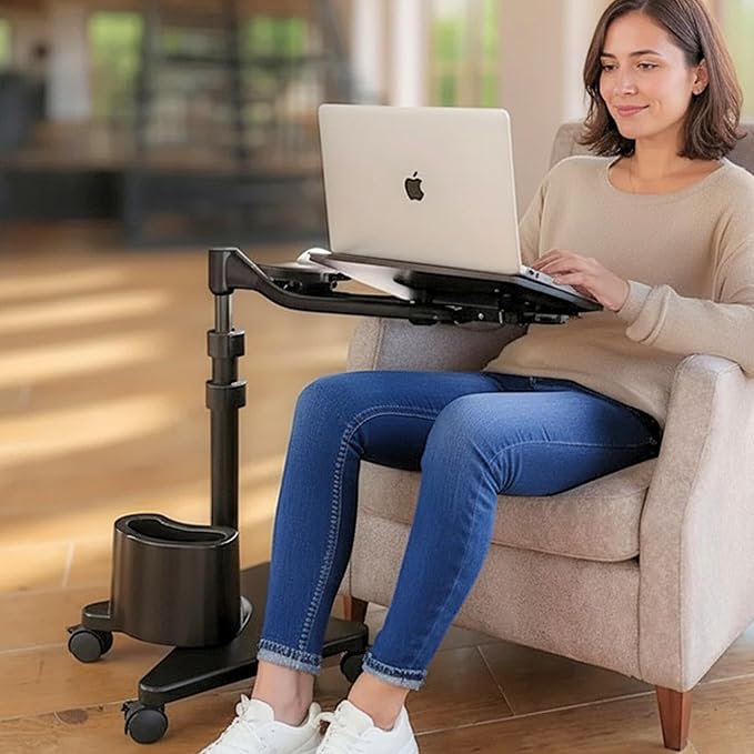 LEVO G2 Deluxe Rolling Laptop Stand with Mouse Tray, Charcoal & Black - Image 2