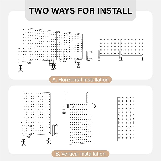 HUHOLE 32 x 12 Inch Clamp On Desk Pegboard Complete Kit | No Drill Metal Privacy Panel and Organizer with Accessories for Home Office, Gaming Setup, Cables and Supplies - Image 3