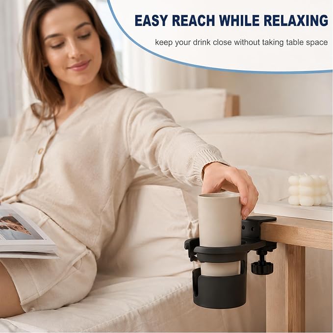 No Drill Desk Cup Holder Clamp, Anti-Spill Cup Holder for Desk - Image 3