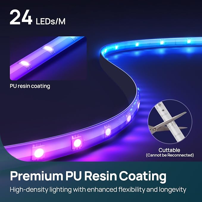 Linkind LED Strip Lights RGB 50ft, Smart Light Strip Work with Alexa and Google Home, App Control Music Sync Segmented Color Changing Led Lights for Bedroom Kitchen - Image 8