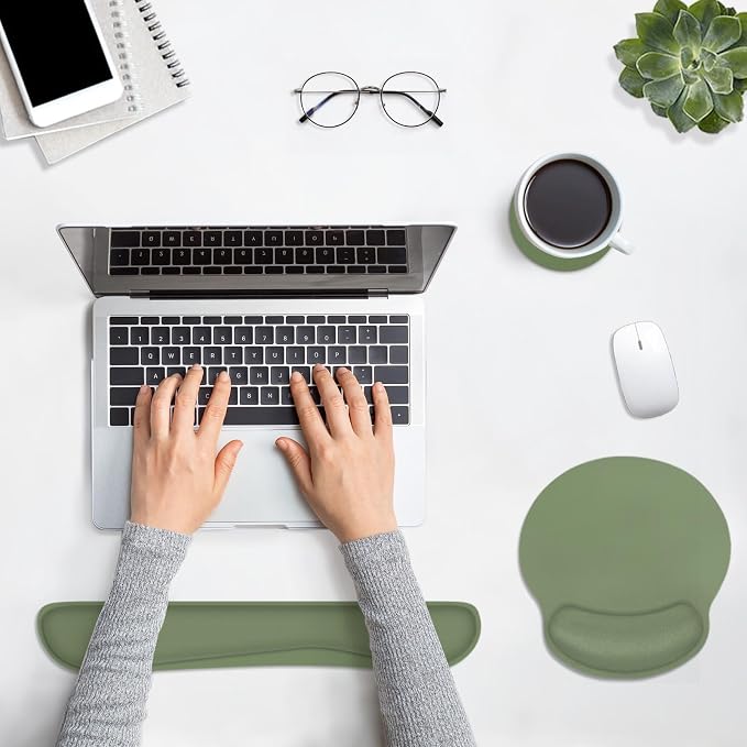 Britimes Ergonomic Mouse Pad Set with Wrist Rest, Green - Image 3