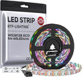 BTF-LIGHTING WS2812B ECO RGB LED Strip,UL Listed,Individually Addressable,16.4FT 60LED/m 300Pixel DC5V 5050SMD,Alloy Wire Flexible 3M Tape for DIY Chasing Color Project IP30(No Adapter or Controller) by BTF-LIGHTING
