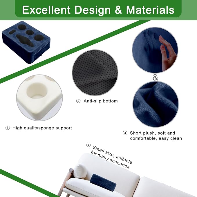 Couch Bed Cup Holder Pillow, Nisdoing 5 Hole Couch Drink Holder! Keep Drinks Hand Side and KeepTemp, Prevent Spills and Use Anywhere. Cup Holder for Couch, Bed,Camping,RV,Car,Beach. Navy Blue - Image 7