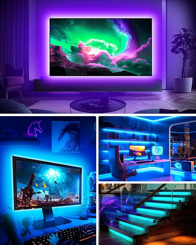 Daymeet LED Lights for TV 40-65 inch TV Behind Lighting, 13.1ft TV Led Backlight TV Led Light Strip, USB Powered RGB Lights Behind with Remote, Music Sync Bluetooth APP Control for Bedroom - Image 7