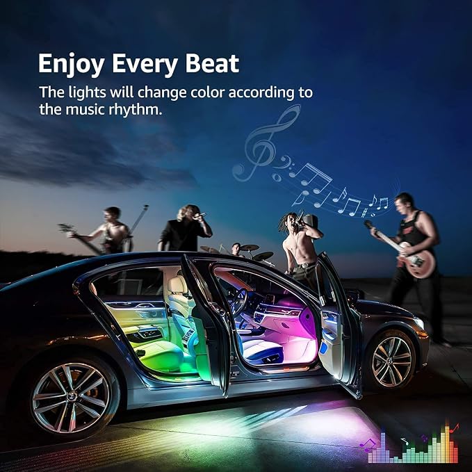 4PCS Car Interior LED Lights, 48LED RGB 12V Under Dash Lighting Kit - Image 6