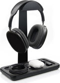 Gift for Men Headphone Stand with Storage Base, Stylish Headset Holder Gamer Gifts for Gaming & Desk to Keep Accessories Organized, Unique Gifts for Teenage Boy Brother on Birthday (Black Wood) by Unknown