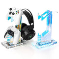 OAPRIRE RGB Controller and Headset Stand with 21 Light Modes, 2 Tier | Acrylic Game Controller Stand for Desk, Stabilized Base, Gamer Gift for PS5 PS4 Xbox Controllers, Desk Accessories, Clear by OAPRIRE