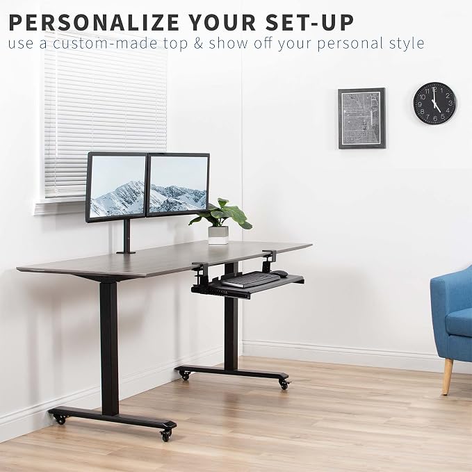 VIVO Height Adjustable Clamp and 12 inch Rail Set for DIY Custom Wooden Keyboard Trays (Tray Not Included), Under Desk Pull Out Slider Track with C-clamp Mount System, Black, MOUNT-RAIL02H - Image 4