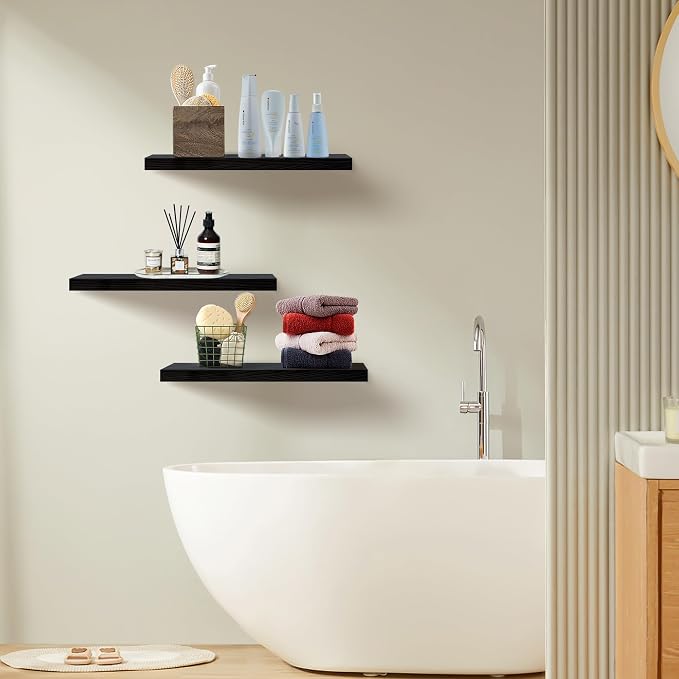 Floating Shelves for Wall Set of 3, 36" Black Wall Shelves for Home Decor - Image 6