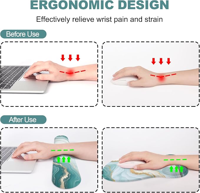 Ergonomic Mouse Pad with Wrist Rest and Keyboard Wrist Rest, Gel Mousepad - Image 2
