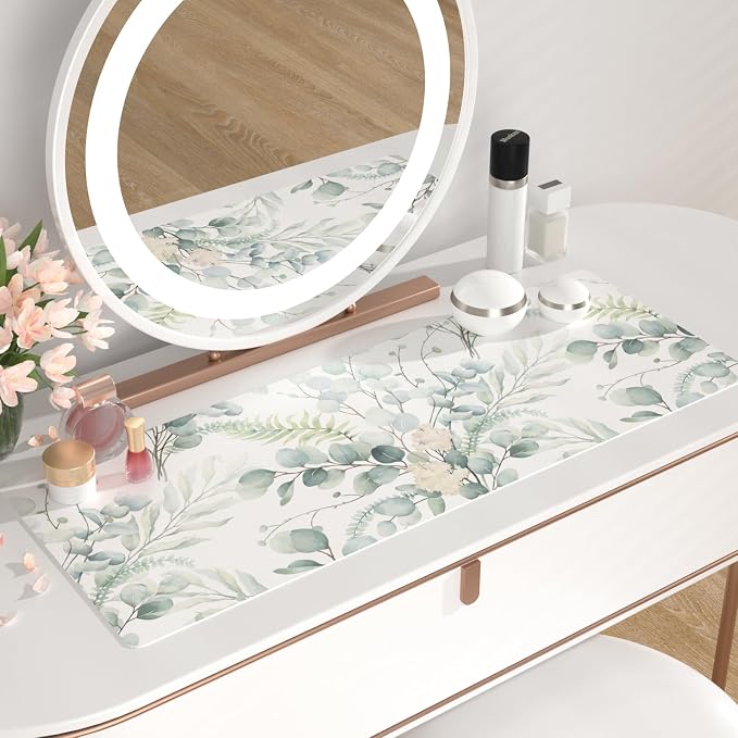QiyI PU Leather Large Mouse Pad, Office Desk Mat, 31.5" x 11.8", Eucalyptus | Desk Décor Accessories, Extended Size, Waterproof & Easy to Clean, Smooth Surface, Non Slip Desk Organization - Image 6