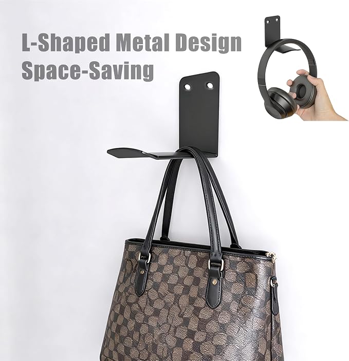 Heavyrain 2PCS Under Desk Headphone Hanger | Storage Hook Metal Desk Edge Hook Hanger with Clamp-On Design (Medium) - Image 2