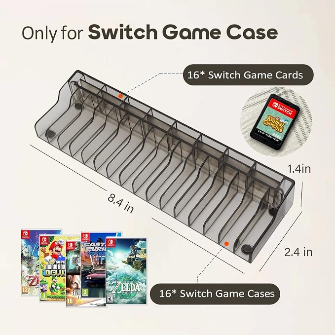 Switch Organizer Holder and Charging Dock for Nintendo Switch & Switch OLED Joy-Cons/Original Switch Pro Controller - Nargos Switch Game Storage Rack Stand Accessories kit - Image 3