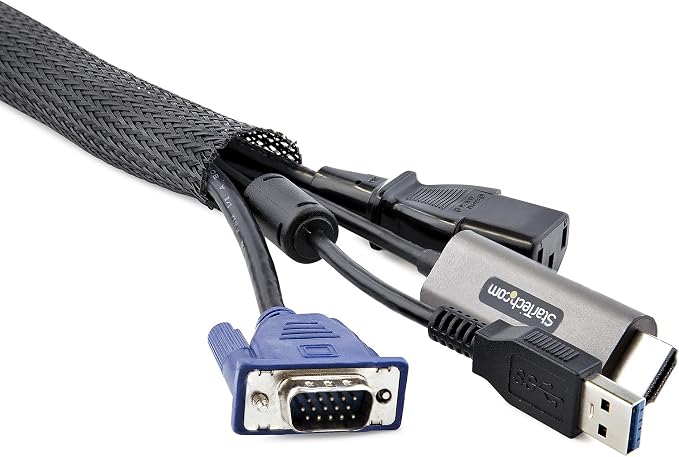 StarTech 10ft (3m) Cable Management Sleeve, Black (WKSTNCMFLX) - Image 8