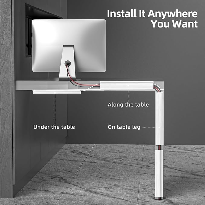 YECAYE 157in Cable Management Cord Organizer, Cable Raceway, White - Image 3