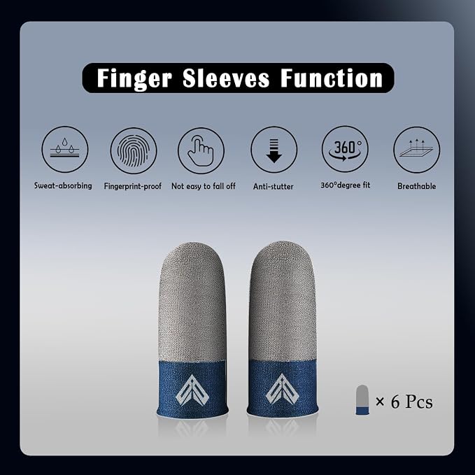 6PCS Gaming Finger Sleeves. 0.29MM Silver Fiber, Anti Sweat, Extremely Thin,Breathable Touchscreen dedales Gamer Finger Cover Thumb Sleeve Fit Phone Game Tablet Devices. (Blue) - Image 7