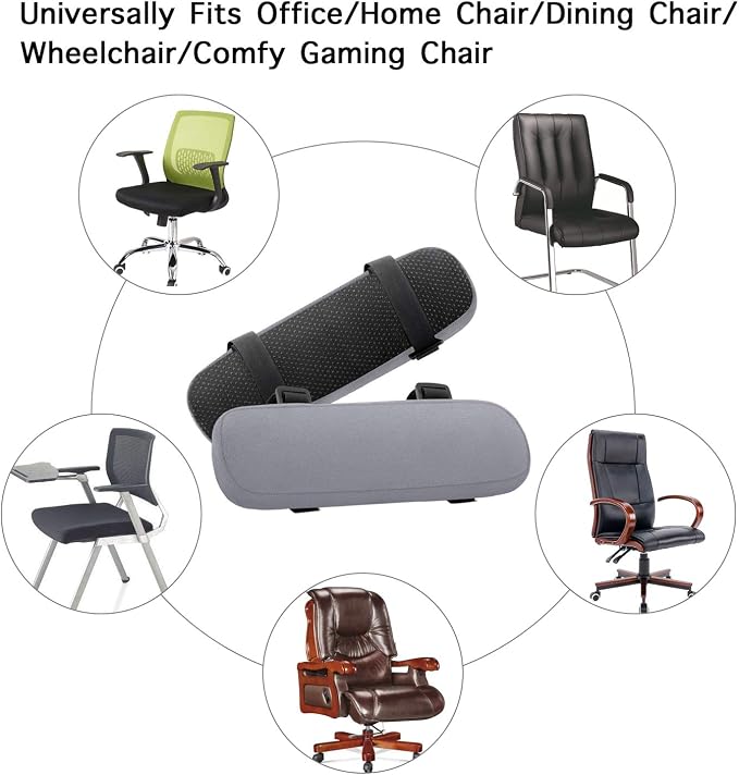 MOSISO Chair Armrest Pads, Home/Office Chair Arm Rest Covers, Gray | 2 Pack Memory Foam Comfy Computer Gaming Elbow Cushion, Removable Washable Elbow, Support Forearm Pressure Relief - Image 6