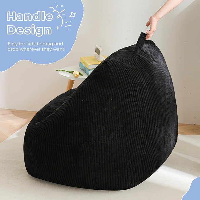 MAXYOYO Kids Bean Bag Chair, Bean Bag Couch with Handle, Comfy Toddler Chair for Boys and Girls, Accent Sofa Chair with Pocket for Gaming Reading Relaxing, Black | Comfy Toddler Chair for Boys and Girls, Accent Sofa Chair with Pocket for Gaming Reading... - Image 7