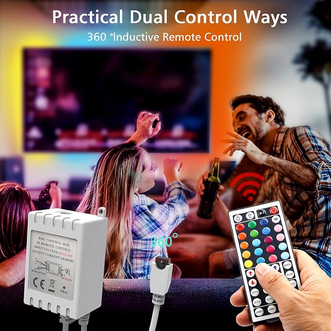 dalattin Led Lights for Bedroom 50ft, RGB 5050 Led Strip Lights Color Changing Kit with 44 Keys Remote Controller and 12V Power Supply Led Light Strips Indoor Decoration - Image 5