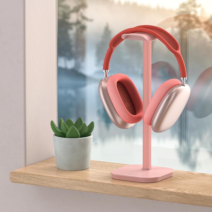 Headphone Stand, Desktop Headset Holder Desk Earphone Stand Aluminum Headset Hanger Headphone Rack Stand to Hold Earphones Such as Airpods Max, Sony, Beats, Bose, Razer, HyperX(Pink) - Image 8