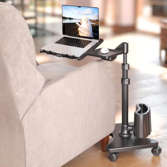 LEVO G2 Deluxe Rolling Laptop Stand with Mouse Tray, Charcoal & Black by LEVO