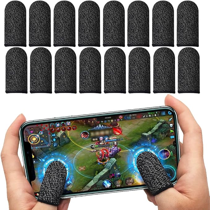 Gaming Finger Sleeves Silver Fiber Glove for PUBG Mobile Touchscreen Device by CNHIDEE