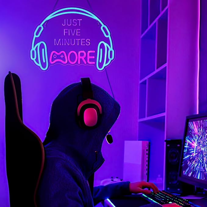 Gaming Neon Sign LED Headset Gamer Neon Light Headphone Lightup Game Signs - Image 2