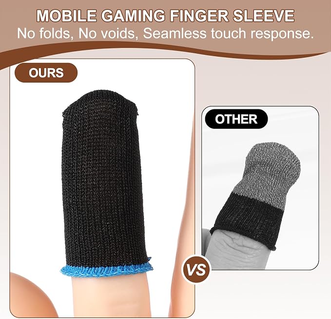 PATIKIL Controller Finger Thumb Sleeve, 40 Pack Mobile Gaming Finger Sleeve Silver Fiber Tip Gloves Anti-Sweat Breathable for Phone Game, Blue - Image 5