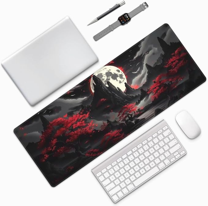 Extended Gaming Mouse Pad, Large Desk Mat XL Anime Mouse Pad Waterproof with Stitched Edges, Non-Slip Desktop Pad for Home and Office, Level Up Your 31.5x11.8 Inch (Night Canyon) - Image 9