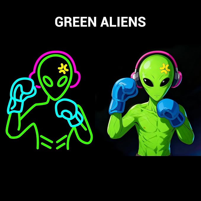 Alien Neon Signs Lights for Wall Decor, Boxing Neon LED Sign for Room and Man Cave Decor, Dimmable Powered LED Signs for Bedroom, Man Cave Party, Birthday Christmas Gift (Boxing Multicolor) - Image 6