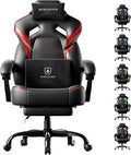 GTPLAYER Big and Tall Gaming Chair for Adults, Ergonomic Office Chair with Footrest, Heavy Duty 350 lbs Capacity, High Back, Premium Leather & Iridescent Trim, ACE-Armor, Black & Red by GTPLAYER