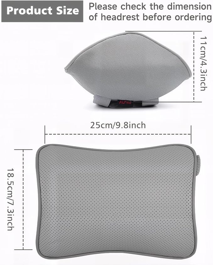 Aukee Car Headrest Pillow Car Memory Foam Car Neck Pillows Soft Leather for Driving Home Office Gray (Pack of 1) - Image 5