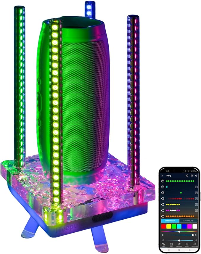 Music Sync RGB Ambient Light, App Controlled & Sound Reactive Audio Visual Lighting for Gaming Desk, Party & Desk Setup (Grey) by Heepulor