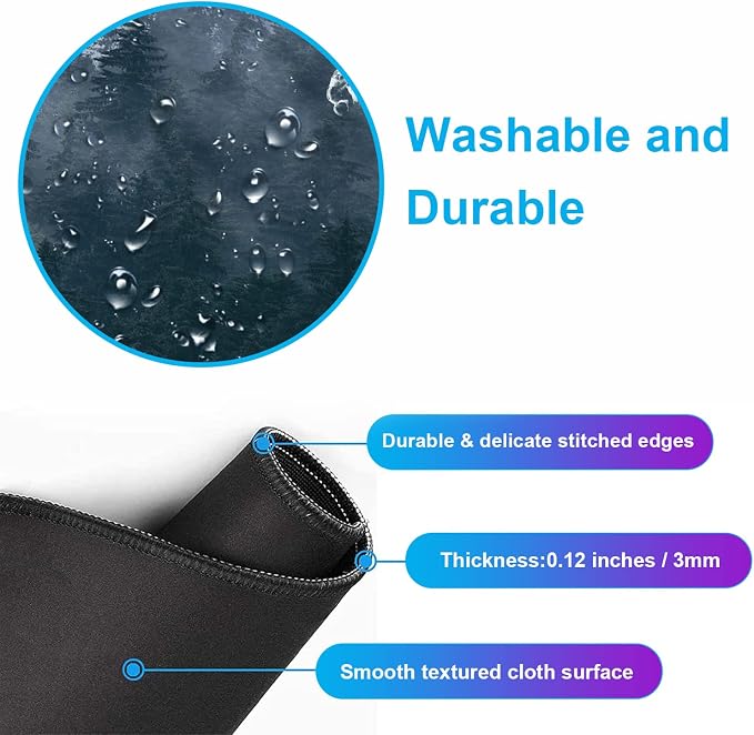 Gray Forest Mouse Pad with Seam Edge Design, Non Slip Rubber Keyboard Pad | Large Extended Mouse Pad; Full Desk Coverage; Waterproof Coating; Stable Anti-Slide Base For Gaming, Office, Study Daily Use - Image 6