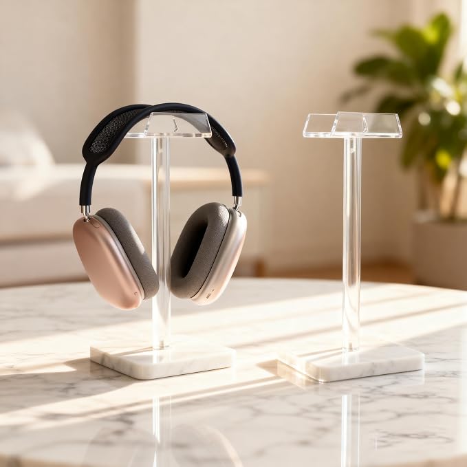 Acrylic Marble Headset Headphone Holders for Office Gaming Station - Image 8