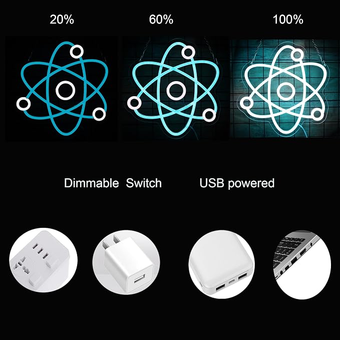 Atomic Neon Sign,Molecule Neon Light,Led Light Up Sign,Neon Science Decor,Led Sign for Science Classroom Bedroom Wall Decor Game Room Man Cave kids Room Decor - Image 2
