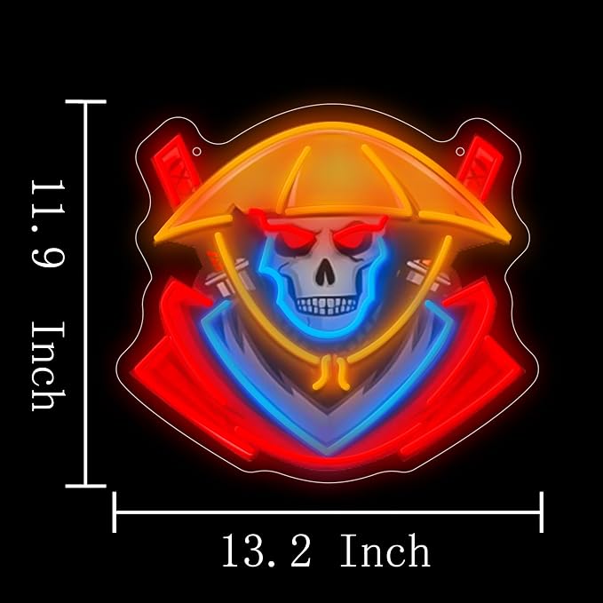 Samurai Skull Led Neon Sign Light Neon Sign Led Light Up Sign Pop Art With UV Printed background Room Wall Decor Man Gaming Room, Kids Room, Bar Decoration, Birthday Party Gifts - Image 4