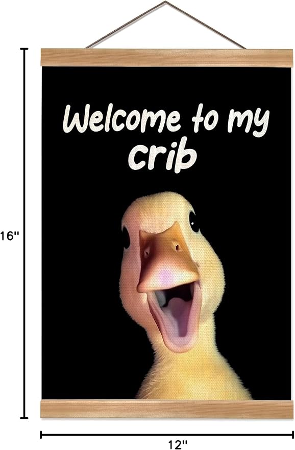 ZTGDA Welcome to My Crib Wall Art,Funny Duck Poster Durable Man Cave Wall Decor,Duck Canvas Hanging Sign for Entryway, Dorm Room, Nursery or Bedroom Decor (My crib goose) - Image 8