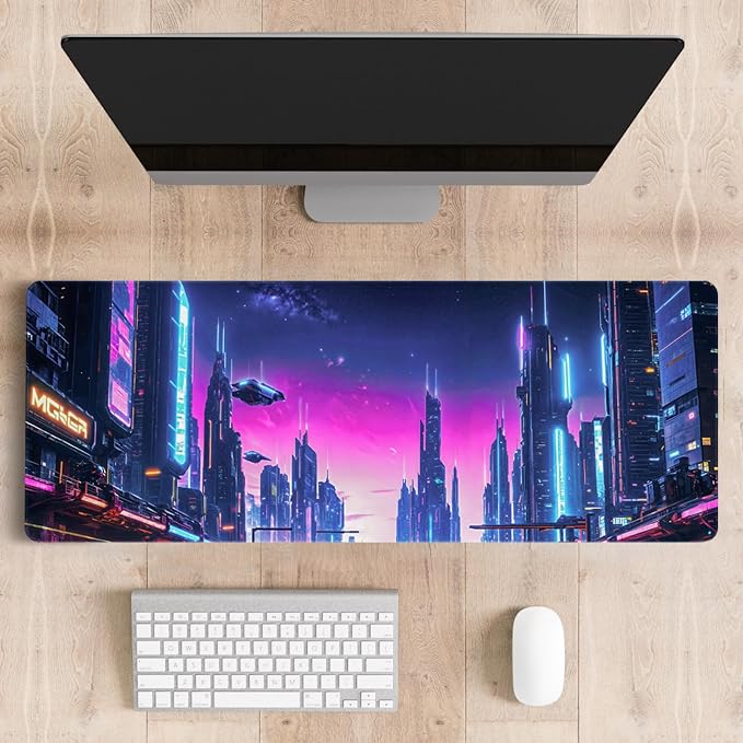 Cute Desk Mat for Keyboard Desktop Extra Large Mouse Pad, City | Desk Top Computer Deskmat, XL, XXL, Long, Aesthetic, Modern Cool Design, for Kids, Boys, 30"x12" - Image 6