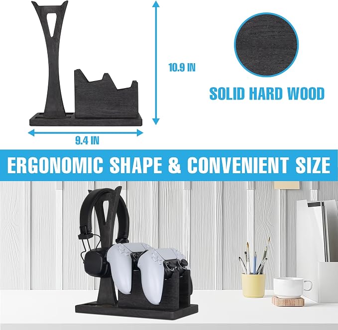 Gamer Gifts for Men Teenage Boy Controller Holder & Headphone Stand, Stylish Gaming Accessories Setup Controller Stand Headset Stands, Unique Gifts for Gamers to Organize Gaming Equipment - Image 6