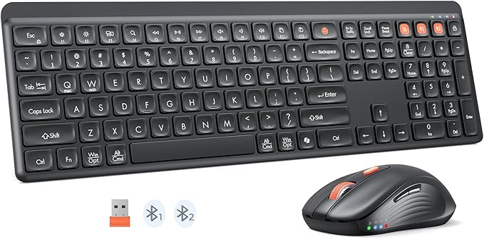 MEETION Bluetooth Keyboard and Mouse Combo, Silent Multi-Device, Black by MEETION